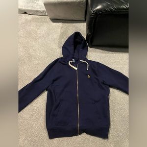 Men’s Ralph Lauren polo zipper hoodie. Blue w/ yellow horse. Size XL.